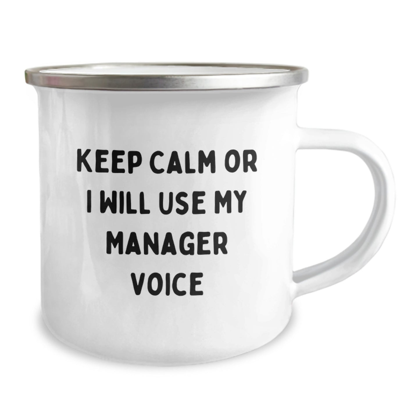 Funny Manager Gifts for Coworkers or Family, Christmas Unique Office Mugs, Camping Mug Quote 'Keep Calm Or I Will Use My Manager Voice' - Image 2