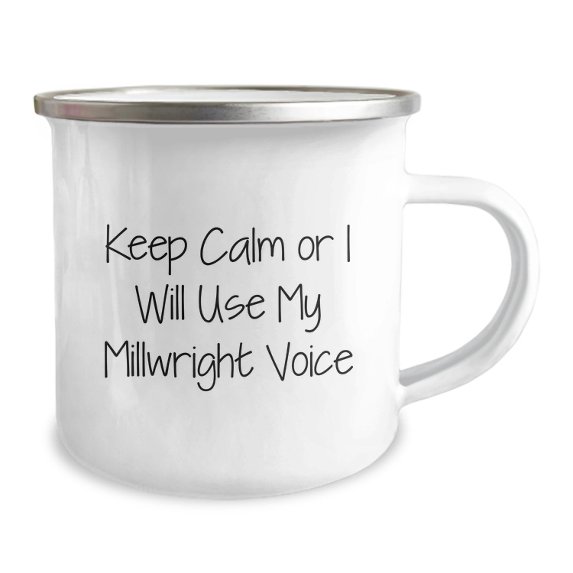 Funny Millwright Gifts from Men to Millwright Friends on Valentine's - Millwright Camping Mug with Keep Calm Or I Will Use My Millwright Voice - Image 2