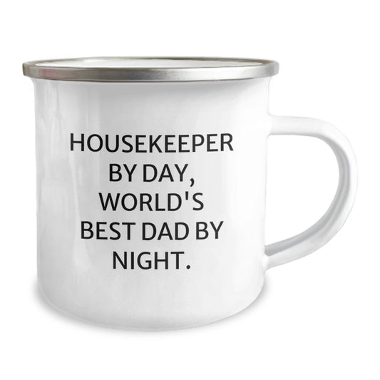 Funny Housekeeper Gifts, Housekeeper By Day, World's Best Dad By Night. Camping Mug, Birthday Unique Gifts from Family to Housekeeper - Image 2