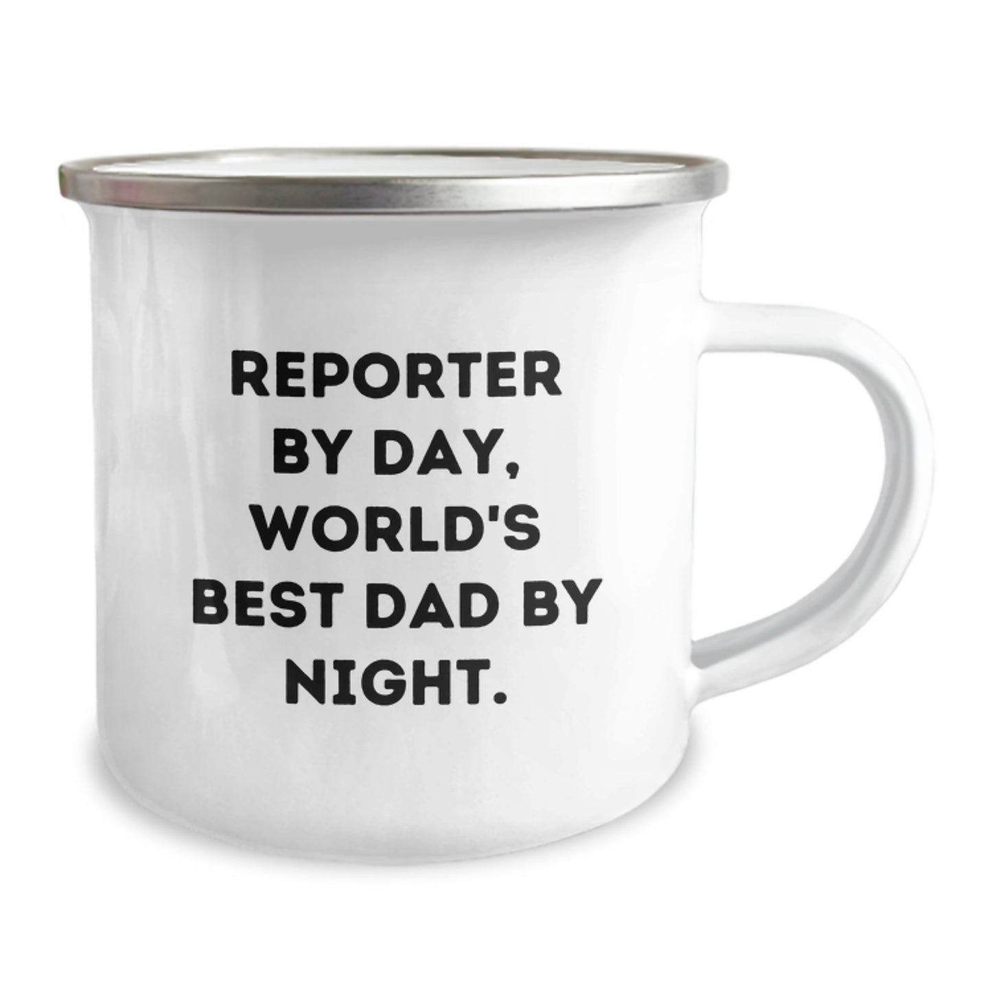 Funny Reporter Gifts for Him by Day, World's Best Dad by Night, Camping Mug for Christmas Unique Presents from Dad to Reporter - Image 2