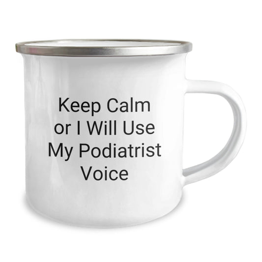 Funny Podiatrist Gifts for Men, Christmas Unique Mugs from Friends, Camping Mug with 'Keep Calm Or I Will Use My Podiatrist Voice' - Image 2