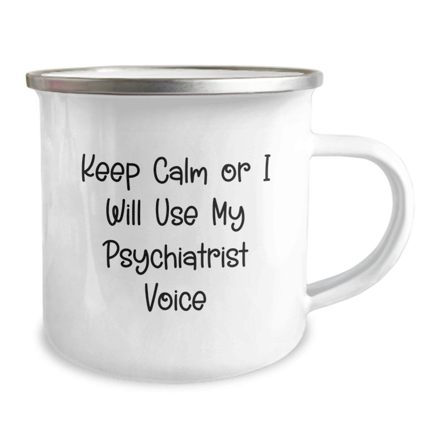 Funny Gifts from Friends for Psychiatrist - Keep Calm Or I Will Use My Psychiatrist Voice, Christmas Unique Gifts, Camping Mug for Men, Women, Family - Image 2