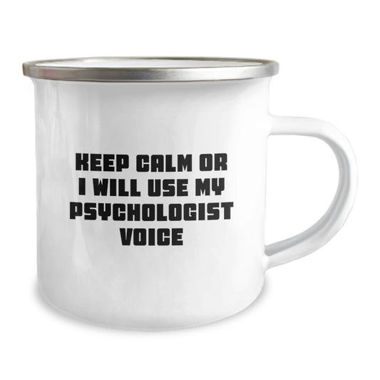 Funny Psychologist Gifts for Men Friends - Psychologist Camping Mug - Keep Calm Or I Will Use My Psychologist Voice - Unique Christmas Unique Gifts from Men to Psychologist - Image 2