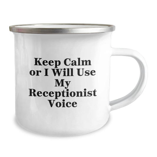 Funny Gifts from Friends for Receptionist Women, 'Keep Calm Or I Will Use My Receptionist Voice' Christmas Unique Gifts - Image 2