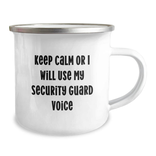Funny Security Guard Gift for Men, Birthday Unique Gifts from Friends for Security Guard Camping Mug - 'Keep Calm Or I Will Use My Security Guard Voice' - Image 2