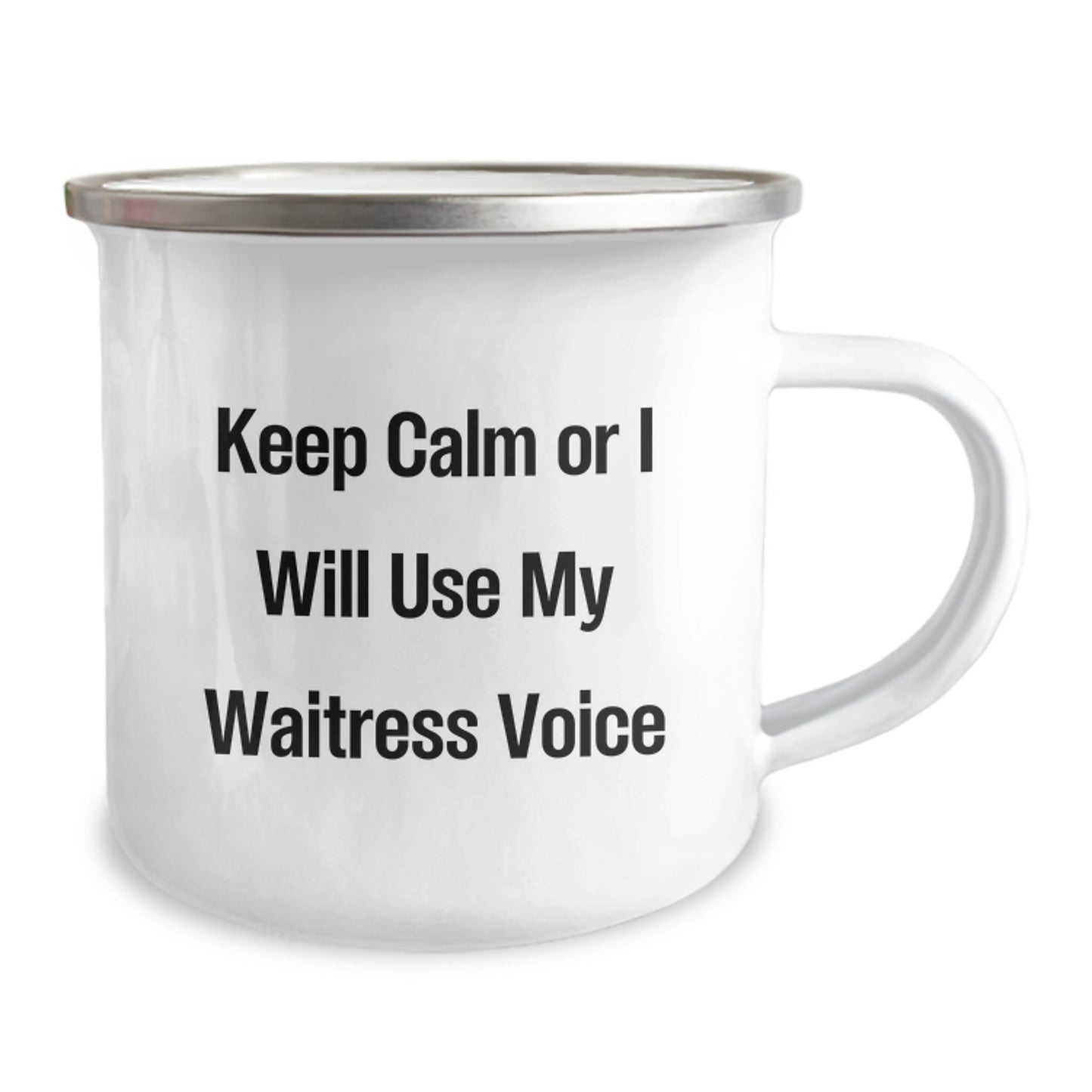 Funny Waitress Gifts from Friends for Waitress - Keep Calm Or I Will Use My Waitress Voice Camping Mug for Christmas Unique Gifts - Image 2