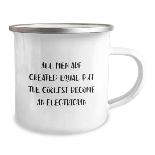 Funny Electrician Gifts for Him - All Men Are Created Equal Funny Quote Camping Mug, Valentine's Unique Gifts from Men, Electrician Mug for Men, Electrician Lover Mug - Image 2