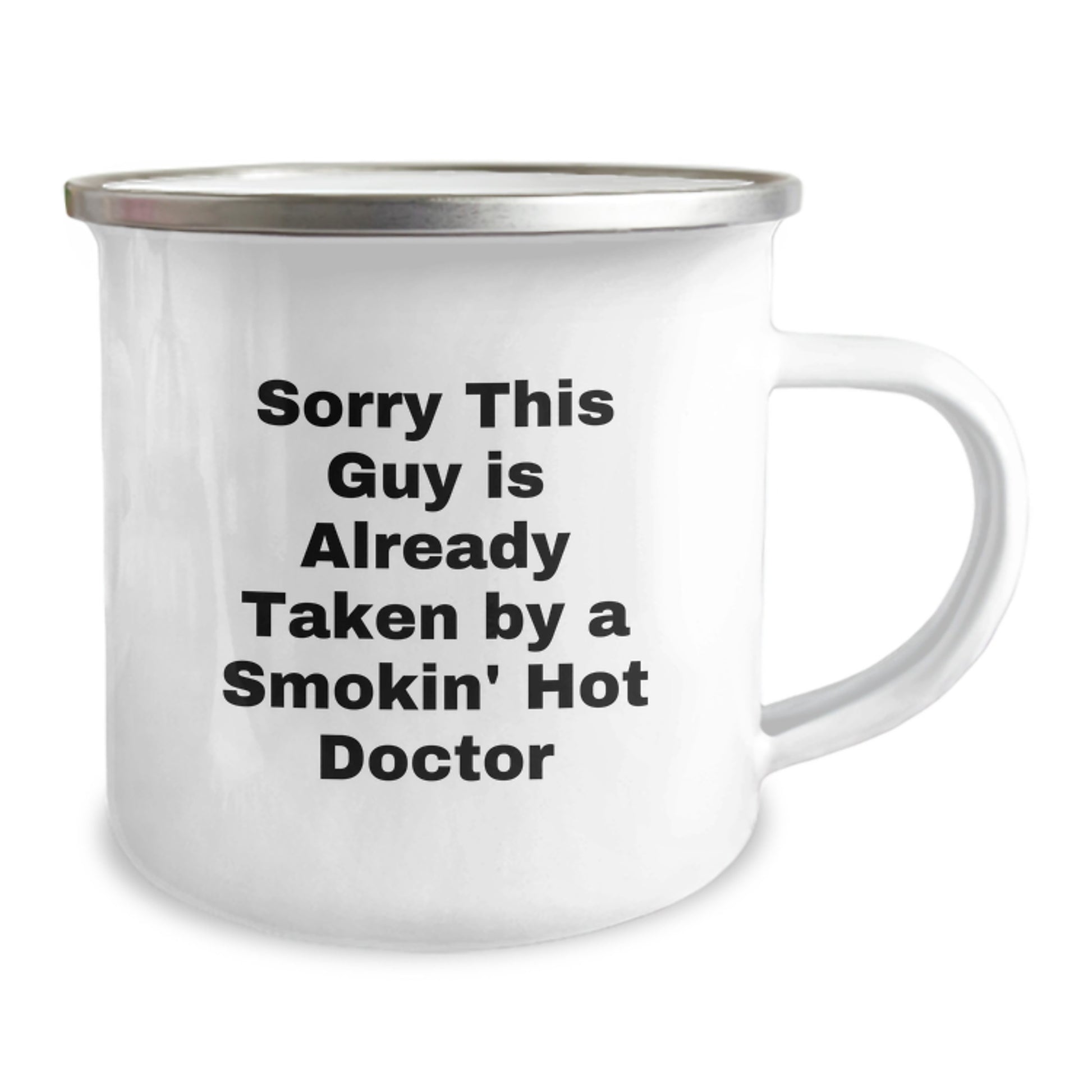 Funny Doctor Gifts from Friends - Christmas Unique Gifts for Doctors Who Love Camping, 'Sorry This Guy Is Already Taken By A Smokin' Hot Doctor' - Doctor Camping Mug - Image 2