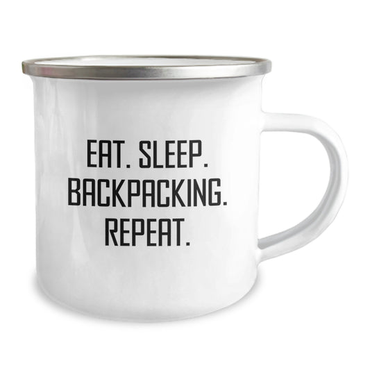 Funny Backpacking Gifts from Friends - Eat. Sleep. Backpacking. Repeat. Camping Mug for Birthday Men - Image 2