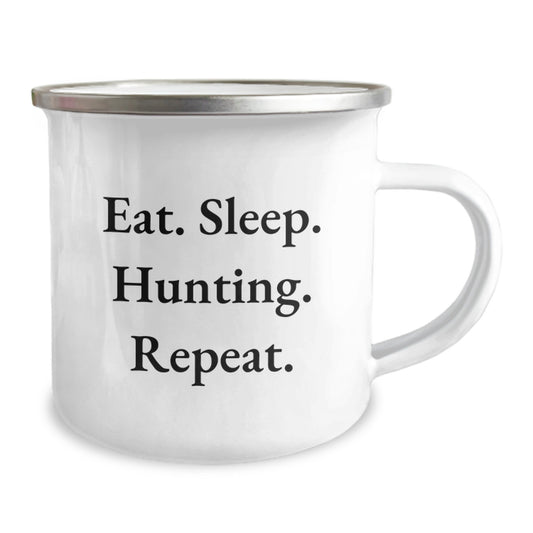 Funny Hunting Gifts from Friends - Eat. Sleep. Hunting. Repeat. 12 oz Camping Mug for Men, Birthday Unique Hunting Accessories - Image 2