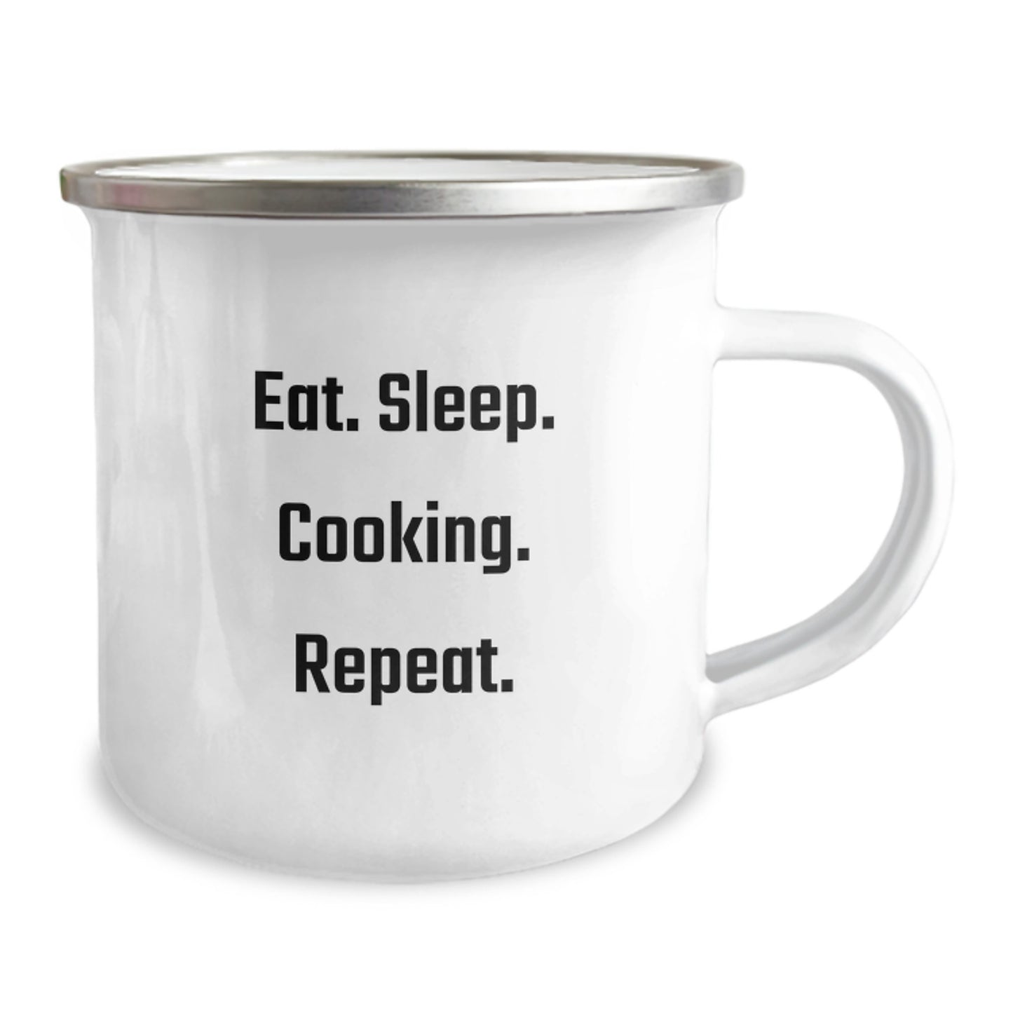 Funny Cooking Gifts from Friends for Christmas Camping Mug Eat Sleep Cooking Repeat - Image 2