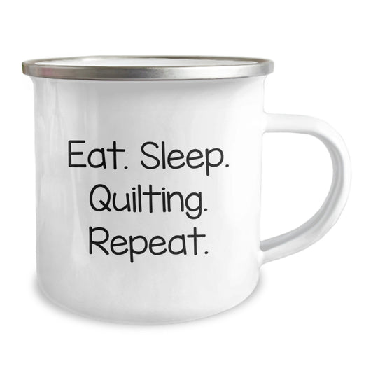 Quilting Enthusiasts' Favorite Camping Mug - Eat. Sleep. Quilting. Repeat. - Gifts from Family for Quilting Friends - Image 2