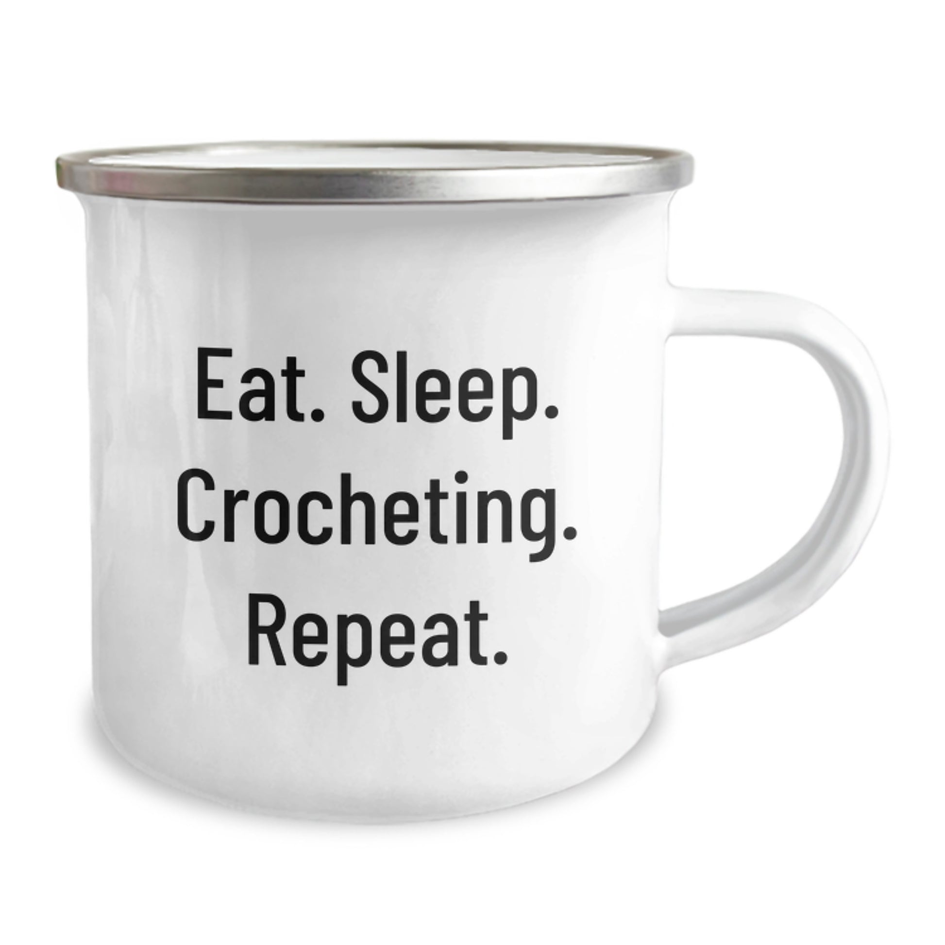 Funny Crocheting Gifts from Family for Crocheting Lovers - Eat. Sleep. Crocheting. Repeat. Camping Mug - Image 2