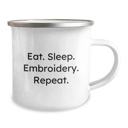 Embroidery Gifts from Friends, Family, or Coworkers - Eat. Sleep. Embroidery. Repeat. Funny Graduation Camping Mug for Embroidery Enthusiasts, Men, Women, or Friends - Image 2