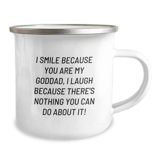 Funny Goddad Gifts from Men for Dad's Camping Mug - 'I Smile Because You Are My Goddad' - Image 2