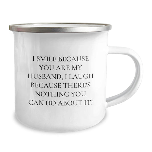 Husband Camping Mug, Funny Quote, Birthday Unique Gifts from Friends to Husband, 12 oz Stainless Steel, Enamel Finish - Image 2
