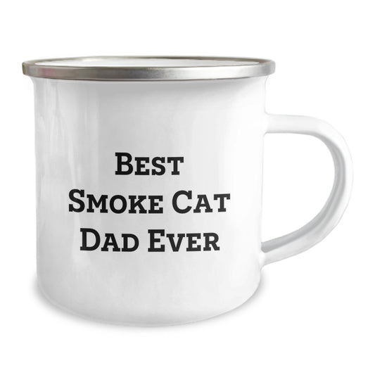 Funny Smoke Cat Dad Ever Gifts for Men Friends Family - 12 oz Camping Mug - Image 2