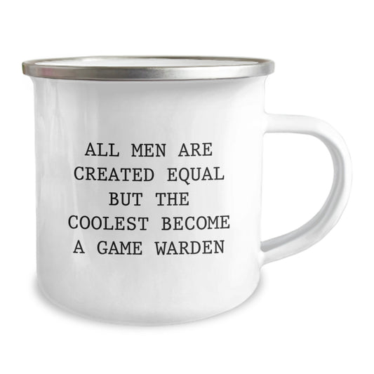 Funny Game Warden Gifts, Birthday Unique Gifts for Game Wardens, Camping Mug with Inspirational Quote - 'All Men Are Created Equal But The Coolest Become A Game Warden' - Image 2