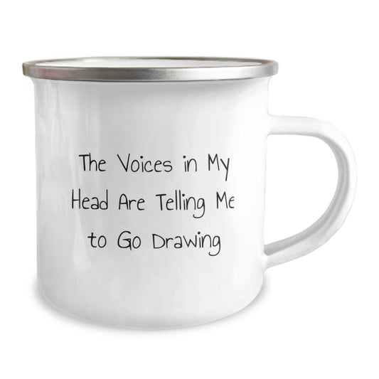 Funny Drawing Gifts for Him - Birthday Unique Gifts from Friends - The Voices In My Head Are Telling Me To Go Drawing, Funny Camping Mug, Drawing Lover - Image 2