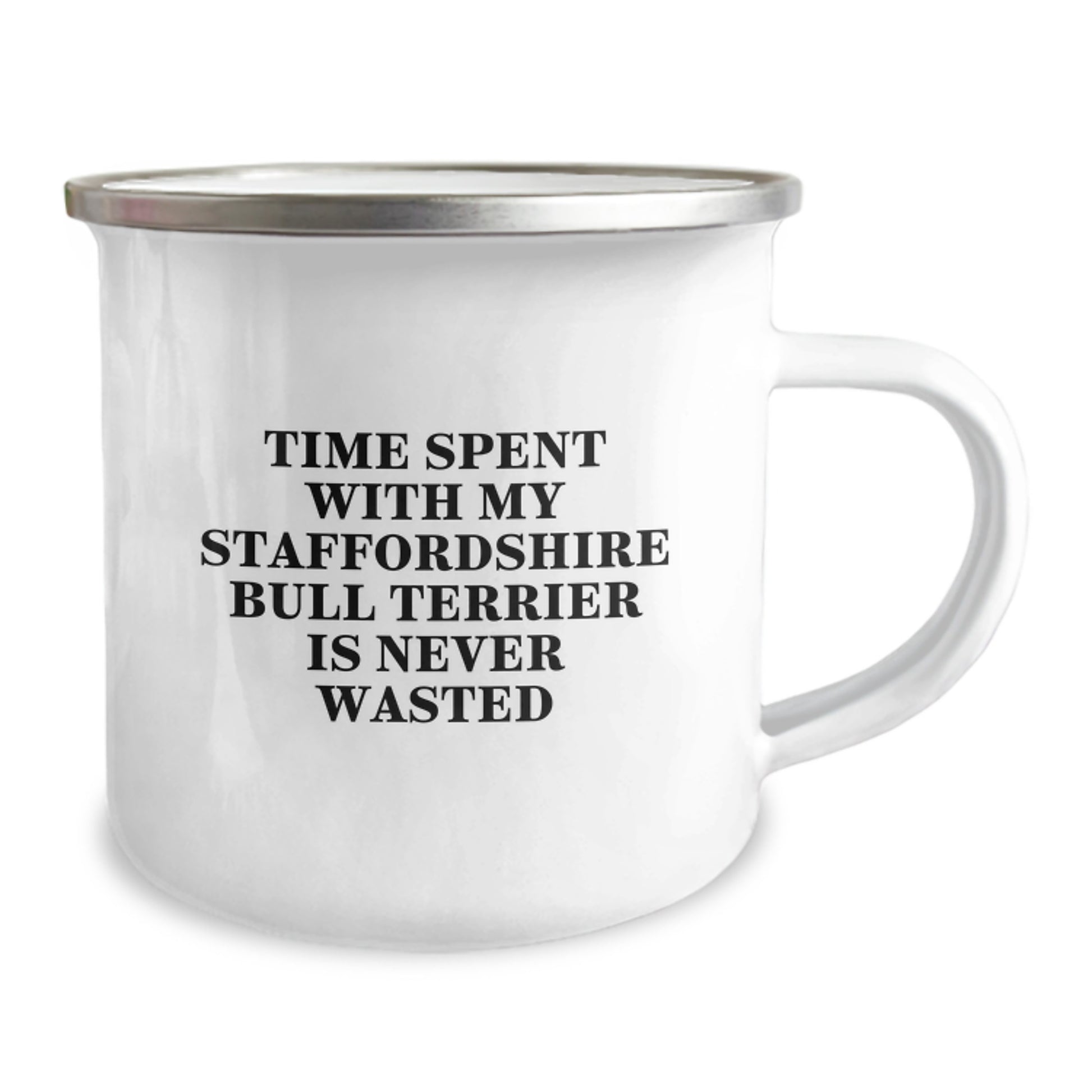Funny Staffordshire Bull Terrier Dog Camping Mug Gifts for Friends from Men on Birthday - 'Time Spent With My Staffordshire Bull Terrier Is Never Wasted' - Image 2