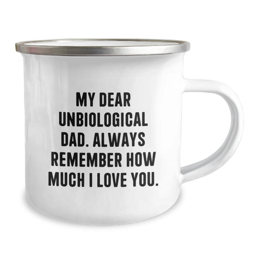 Funny Unbiological Dad Gifts for Him, Camping Mug with Inspirational Quote, Gifts from Men to Unbiological Dad, Christmas Unique Gifts for Men, Unbiological Dad Camping Mug - Image 2