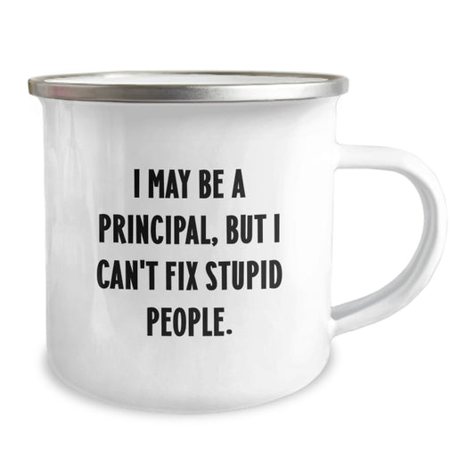 Funny Principal Gifts from Men to Principal on Mother's Day Unique Camping Mugs - I May Be A Principal, But I Can't Fix Stupid People. - Image 2