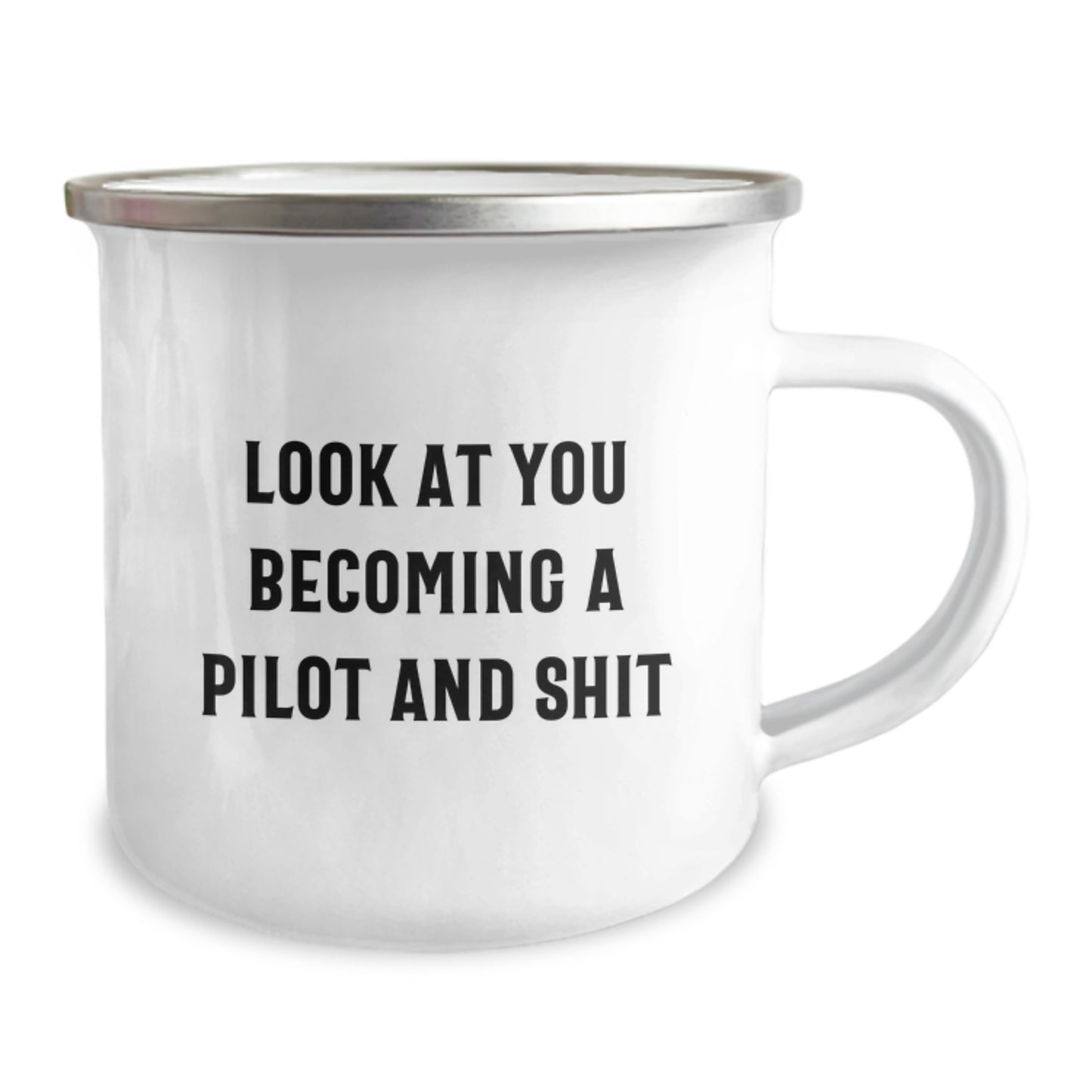 Funny Pilot Gifts from Men to Friends, Christmas Unique Pilot Theme Camping Mug with Look At You Becoming A Pilot And Shit Quote - Image 2