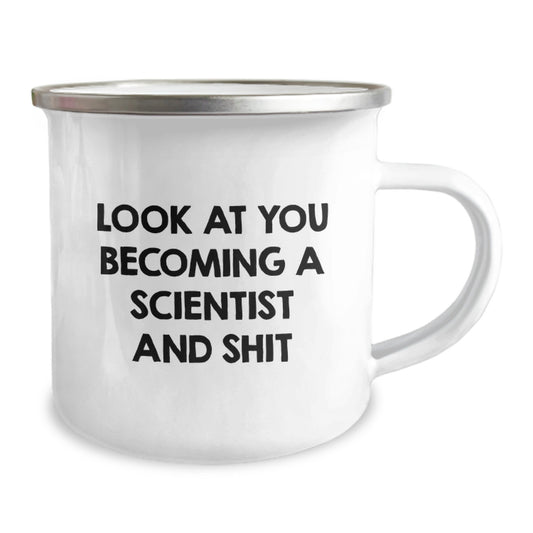 Funny Scientist Gifts for Men, Unique Camping Mug for Graduation, Quote: 'Look At You Becoming A Scientist And Shit', Gifts from Men - Image 2
