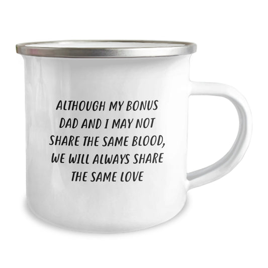 Funny Bonus Dad Gifts for Him - 'Love Knows No Blood' Inspirational Camping Mug - Valentine's Unique Gifts from Men - Image 2