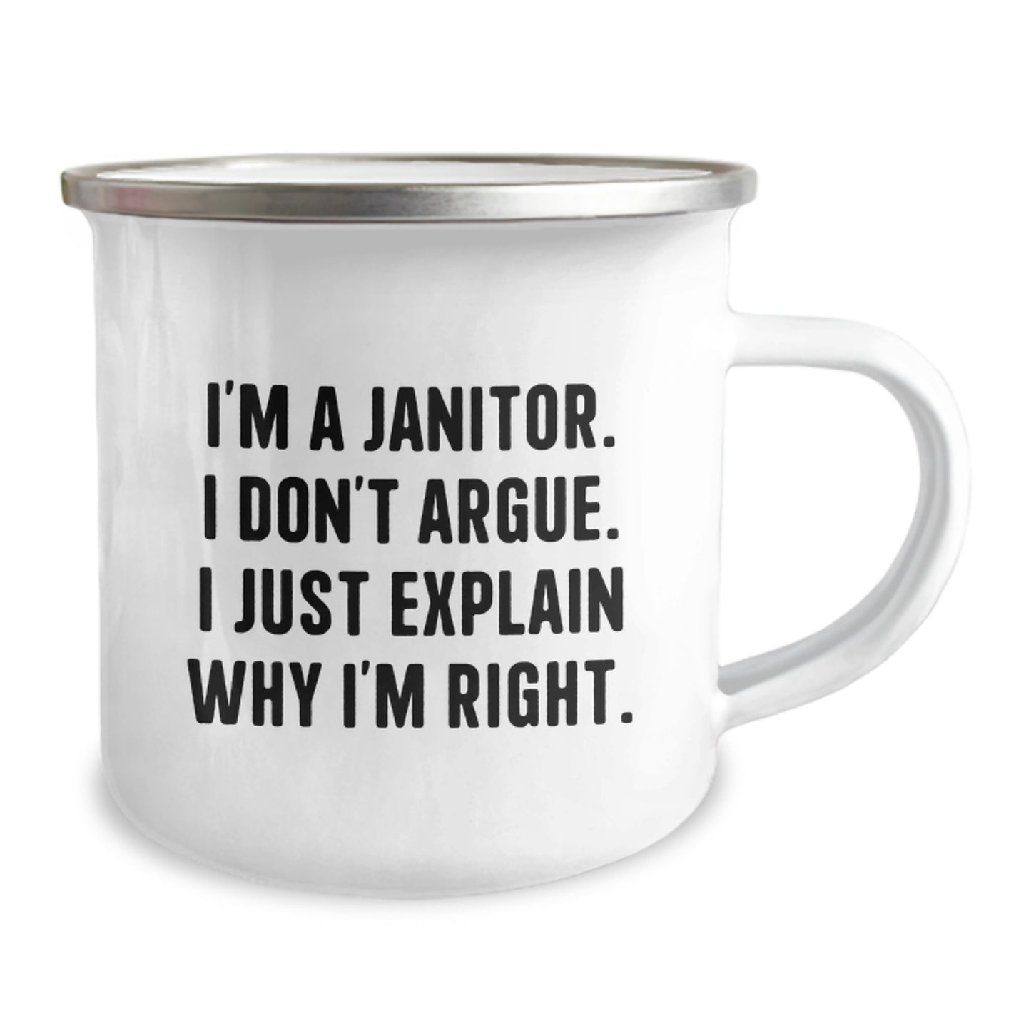 Funny Janitor Gifts for Men from Friends, Best Camping Mug, I'm a Janitor I Don't Argue I Just Explain Why I'm Right, Birthday Unique Gifts - Image 2