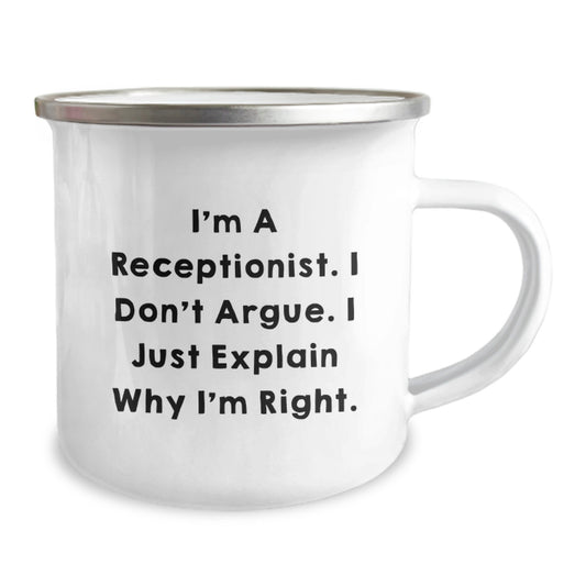 Witty Receptionist Camping Mug Novelty for Friends Birthday Gift - Image 2