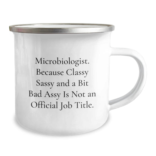 Gifts from Friends for Microbiologist Graduation, Funny Quote Camping Mug, 12 oz Stainless Steel with Enamel Finish - Image 2