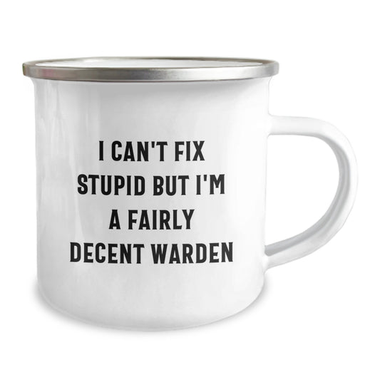 Christmas Gift for Her - Warden Camping Mug with Humorous Quote - Image 2