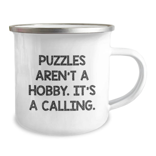 Puzzles Gifts for Men from Family - Camping Mug with Quote 'Puzzles Aren't A Hobby. It's A Calling.' - Image 2