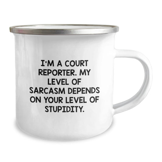 Funny Court Reporter Gifts from Family to Court Reporter Men on Graduation Unique Gifts, Enjoy Sarcasm Camping Mug, 12 oz Stainless Steel with Enamel Finish, Perfect for Court Reporter Friends - Image 2