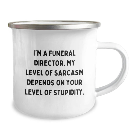Funny Gifts from Family for Funeral Director, Sarcastic Camping Mug for Graduation Unique Gifts, 12 oz Stainless Steel with Enamel Finish - Image 2