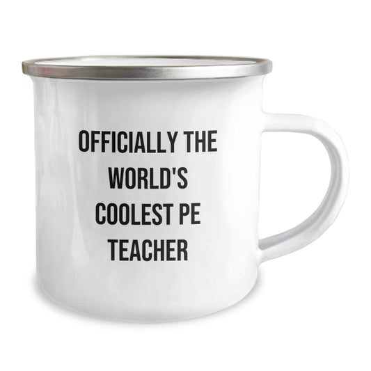 Funny PE Teacher Gifts for Him, Officially The World's Coolest PE Teacher Camping Mug, Christmas Unique Gifts from Friends - Image 2