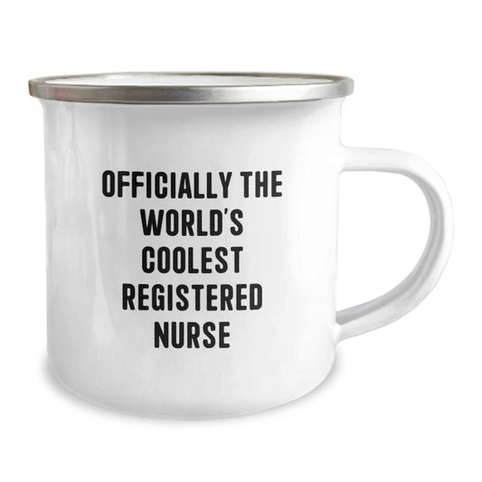 Funny Gifts from Friends for Registered Nurse Christmas Unique Mugs, Officially The World's Coolest Registered Nurse Quote Camping Mug - Image 2
