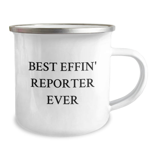 Funny Reporter Gifts from Friends for Graduation Unique Gifts, Best Effin' Reporter Ever Enamel Camping Mug, 12 oz Stainless Steel, Perfect for Men and Women Reporters, Unique Graduation Gifts - Image 2