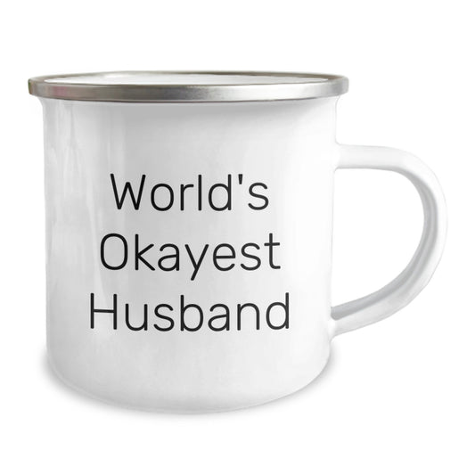 Husband Gifts - World's Okayest Husband Funny Camping Mug, Birthday Unique Gifts from Men to Husband, Husband's Favorite Camping Mug - Image 2