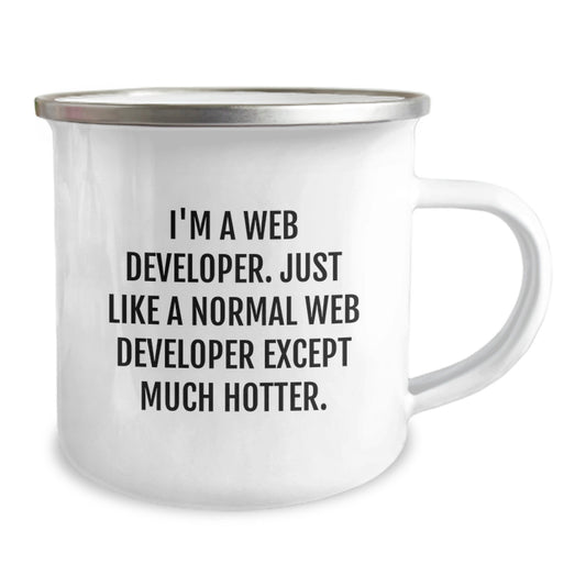 Funny Web Developer Gifts for Mom, Web Developer Camping Mug with 'I'm A Web Developer. Just Like A Normal Web Developer Except Much Hotter.' Quote, Ideal Gift from Family for Mother's Day - Image 2