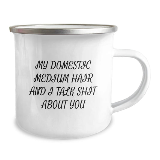 Domestic Medium Hair Cat Keepsake Camping Mug for Him Graduation Gift - Image 2