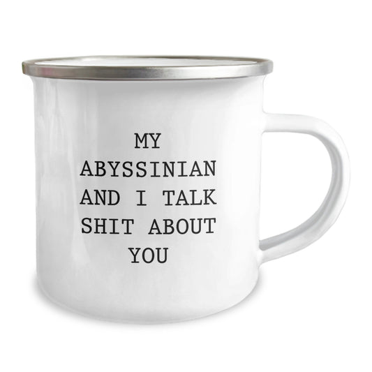 Funny Abyssinian Cat Birthday Unique Gifts from Men to Friends or Family - My Abyssinian And I Talk Shit About You Camping Mug - Image 2