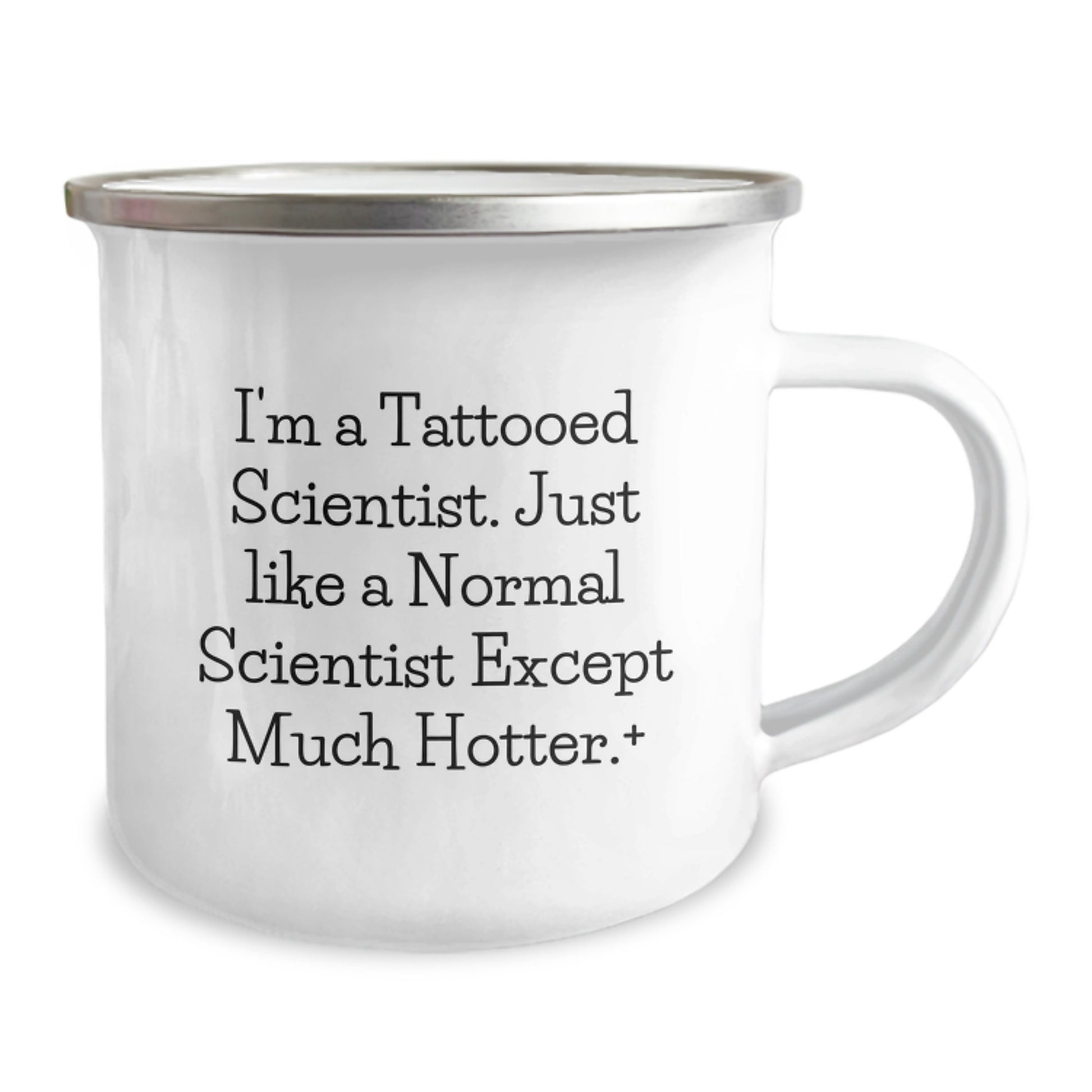 Funny Gifts from Friends, Unique Scientist Birthday Unique Gifts, Tattooed Scientist Camping Mug, 12 oz Stainless Steel with Enamel Finish, 'I'm A Tattooed Scientist...' - Image 2