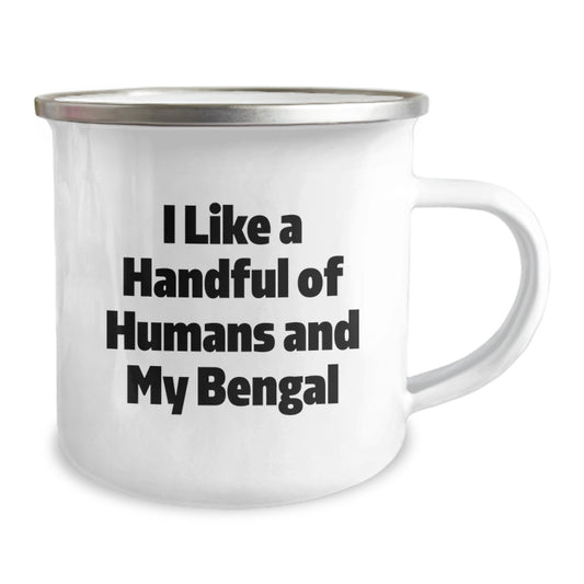 Bengal Cat Lovers Gifts from Friends for Graduation Unique Bengal Cat Camping Mugs, Funny Quote I Like A Handful Of Humans And My Bengal - Image 2