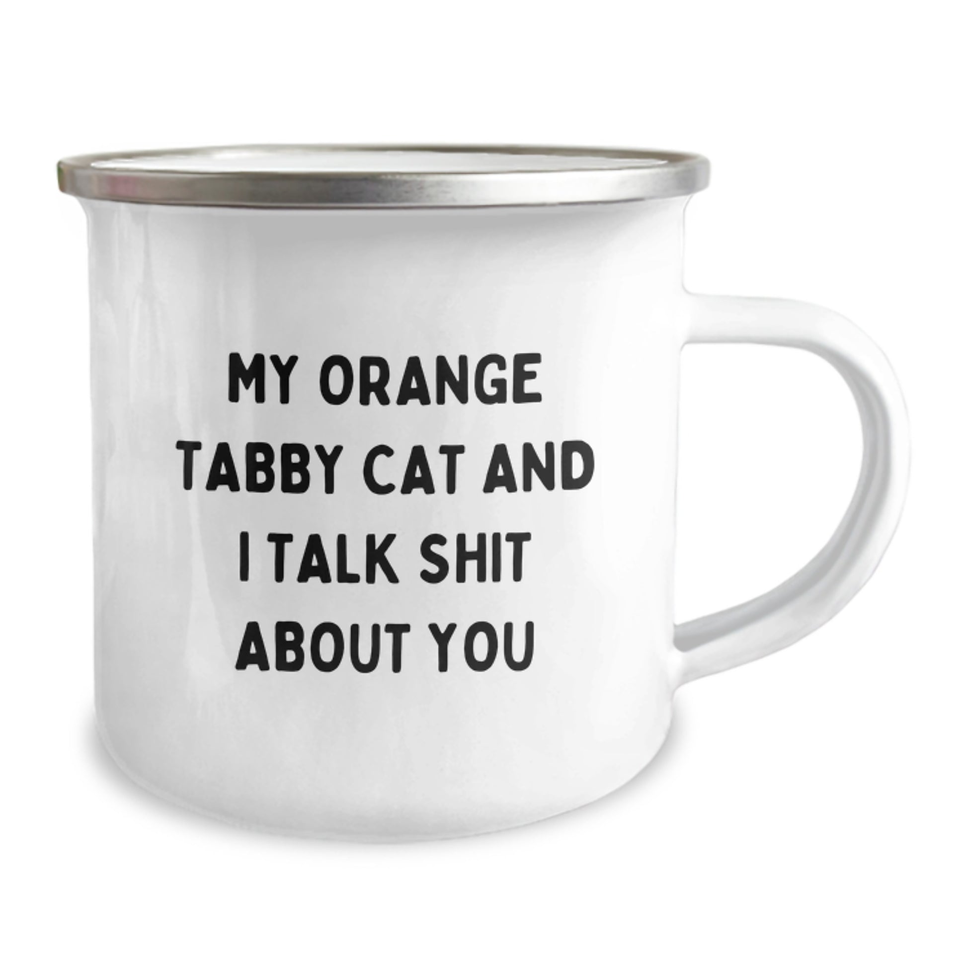 Funny Orange Tabby Cat Gifts from Dad for Men on Father's Day Unique Camping Mugs - 'My Orange Tabby Cat And I Talk Shit About You' - Image 2