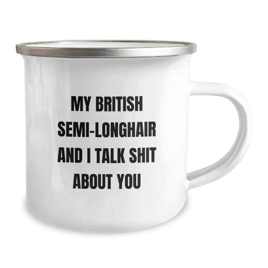 Funny British Semi-Longhair Cat Gifts for Friends, Christmas Unique Mugs with Quote My British Semi-longhair And I Talk Shit About You, Gifts from Friends - Image 2
