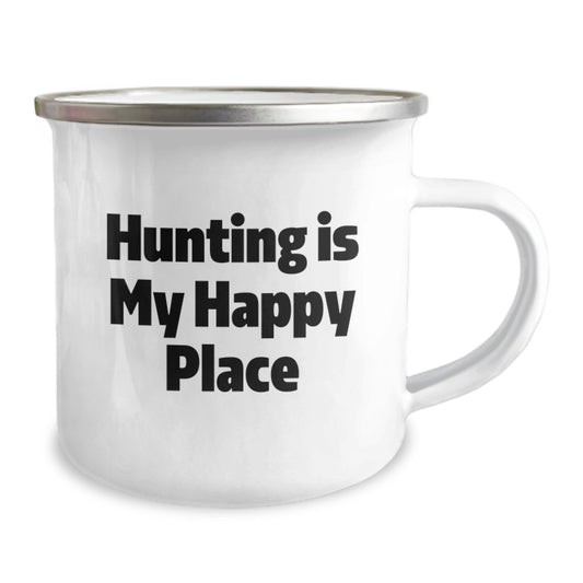 Funny Hunting Gifts for Men, Gifts from Friends on Graduation Unique Gifts Day, 'Hunting Is My Happy Place' Camping Mug - Image 2