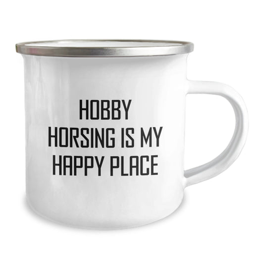 Hobby Horsing Enthusiasts Gifts from Friends - Inspirational Quotes for Graduation Unique Gifts - Camping Mug for Men - 'Hobby Horsing Is My Happy Place' - Image 2