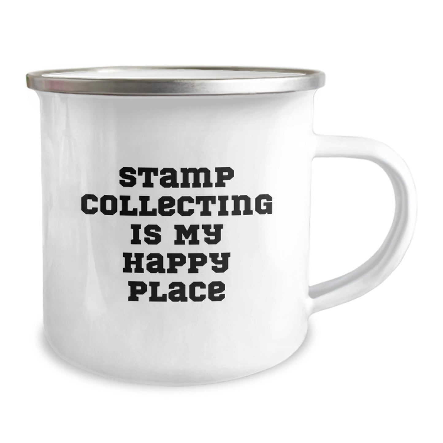 Funny Stamp Collecting Gifts for Friends, Unique Valentine's Mug for Stamp Enthusiasts, Camping Mug with 'Stamp Collecting Is My Happy Place' Quote - Image 2